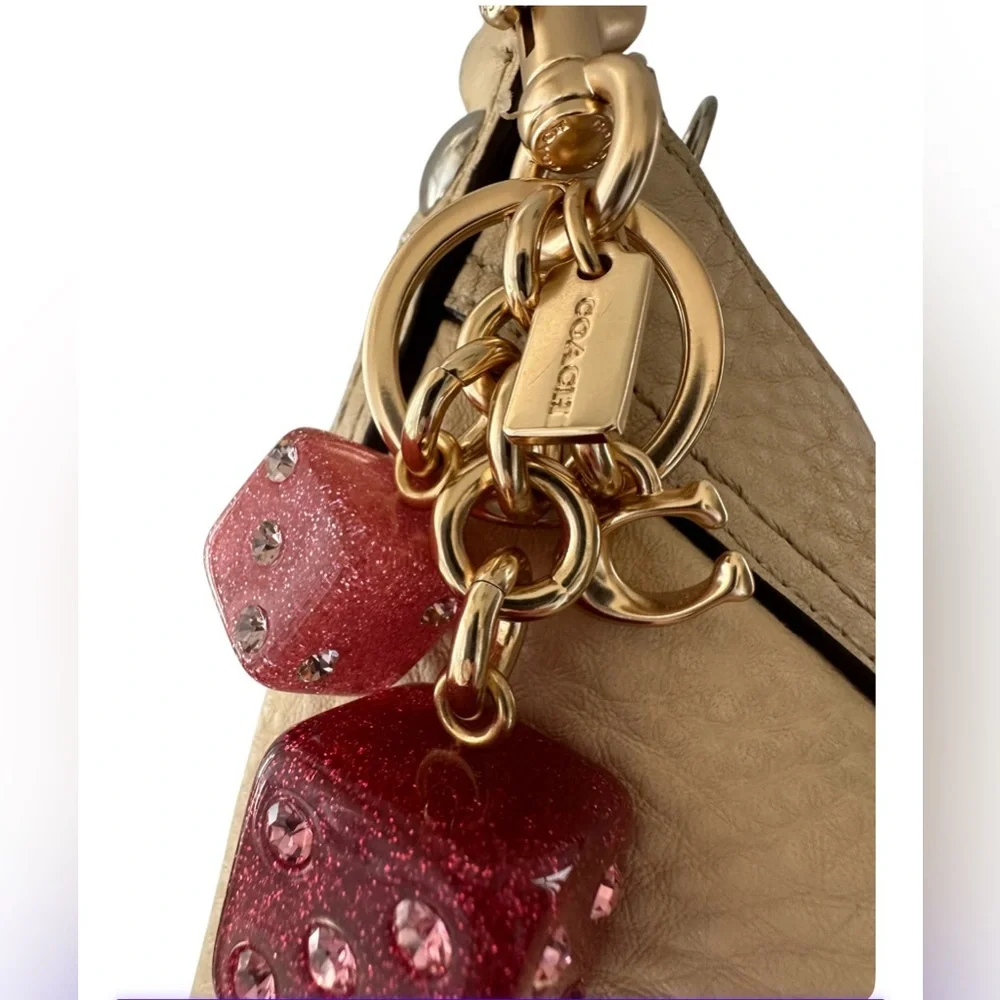 Coach red dice cluster  charm / key fob Gold ,pink and Red . NWOT - Picture 6 of 11